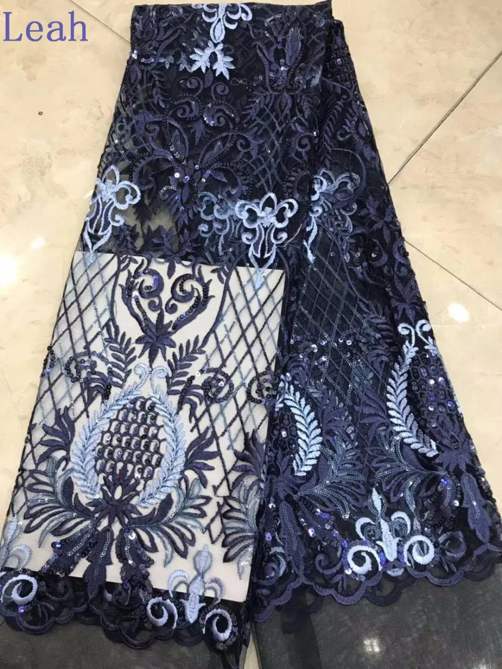 

stock 5yards/bag BH02 8-color checked twill embroidered sequin French style fabric is used for wedding dresses