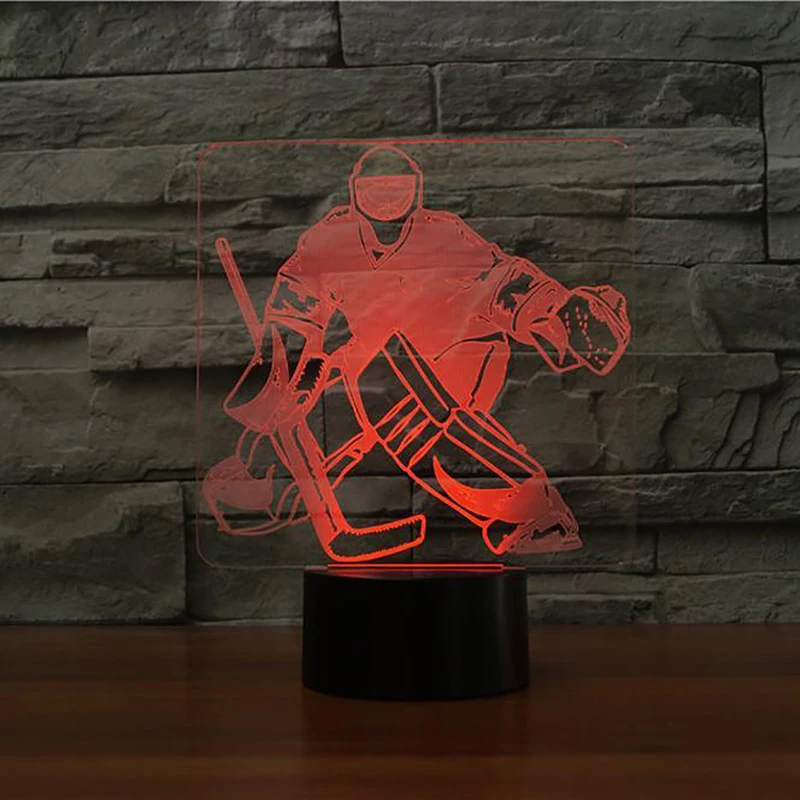 7 Color Change Bedroom Sleep Lighting 3D Ice Hockey Goalie Modelling Table Lamp Led Nightlights Usb Sports Fans Gifts Home Decor 7 Color Change Bedroom Sleep Lighting 3D Ice Hockey Goalie Modelling Table Lamp Led Nightlights Usb Sports Fans Gifts Home Decor