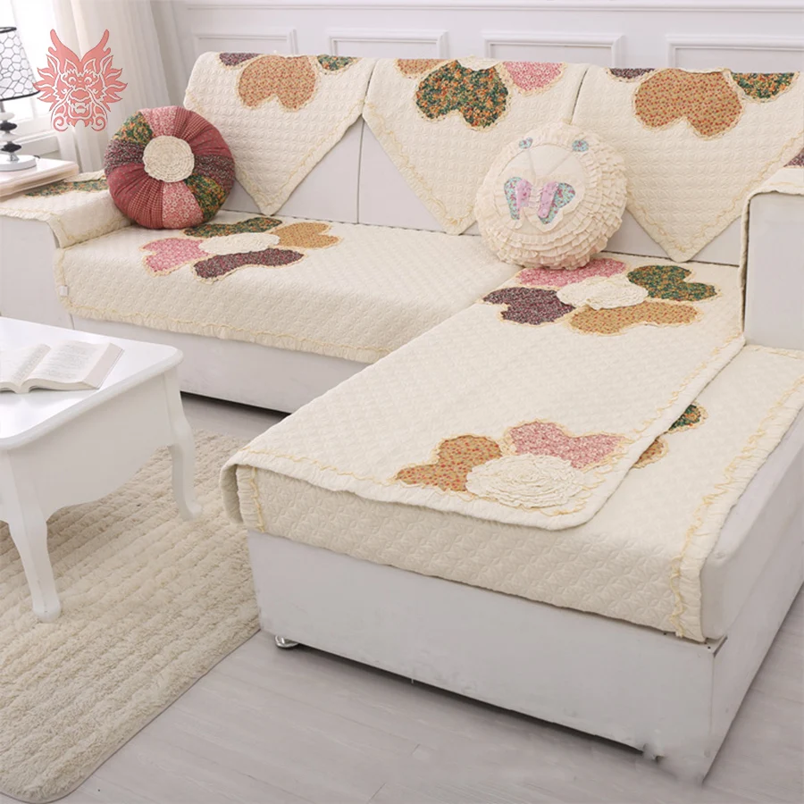 Pastoral style high grade embossed floral decor 100cotton quilted sofa