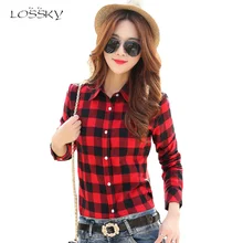 2017 Women’s Fashion Plaid Shirt Female College style Blouses Long Sleeve Flannel Shirt Plus Size Cotton Blusas Office tops 5XL