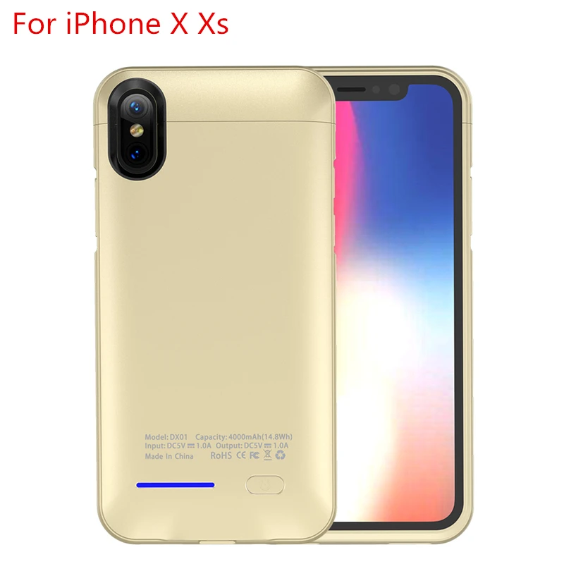 Чехол для iPhone X XR XS Max, 4000 мА/ч, внешний аккумулятор, зарядное устройство, чехол для iPhone SE 5, 5S, 6, 6 S, 7, 8 plus, чехол - Цвет: For iPhone X Xs