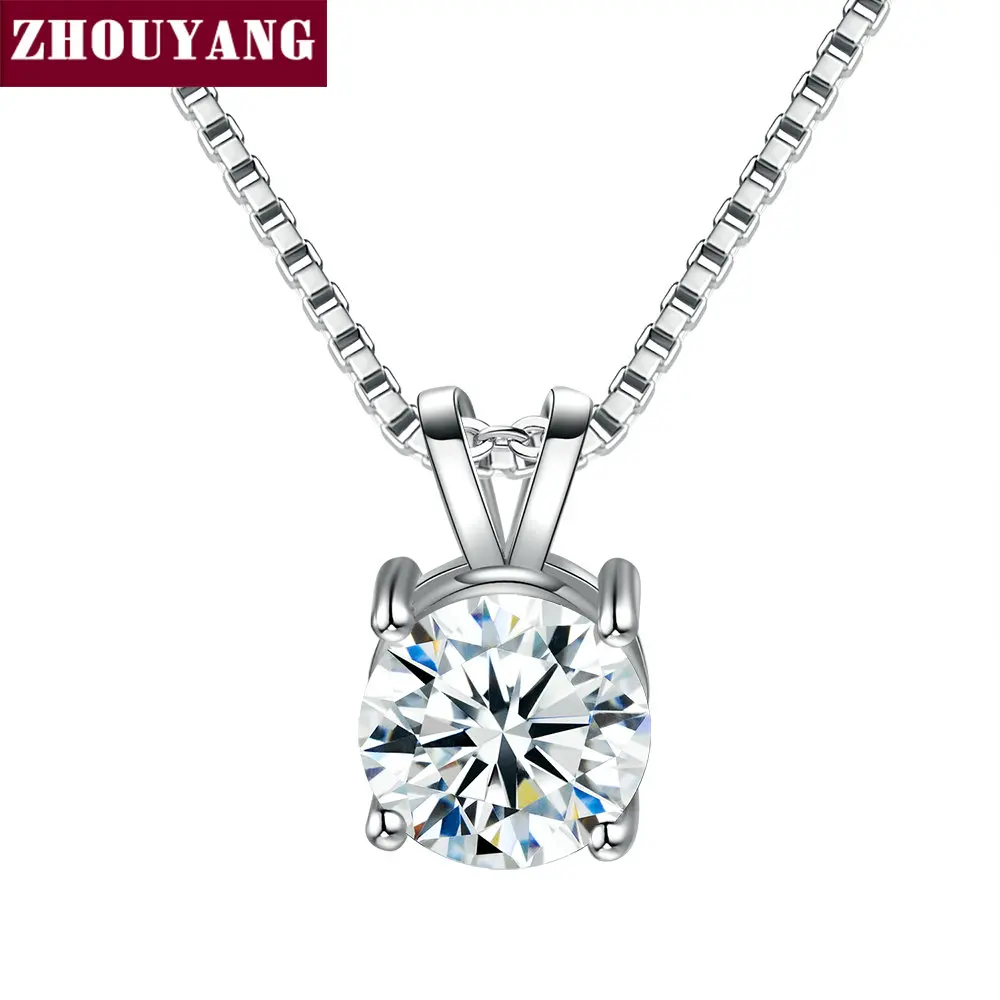 

Classic Four Claws 8mm Stellux Pendant Necklace Silver Color Party Engagement Jewelry For Women Christmas Gift ZYN613