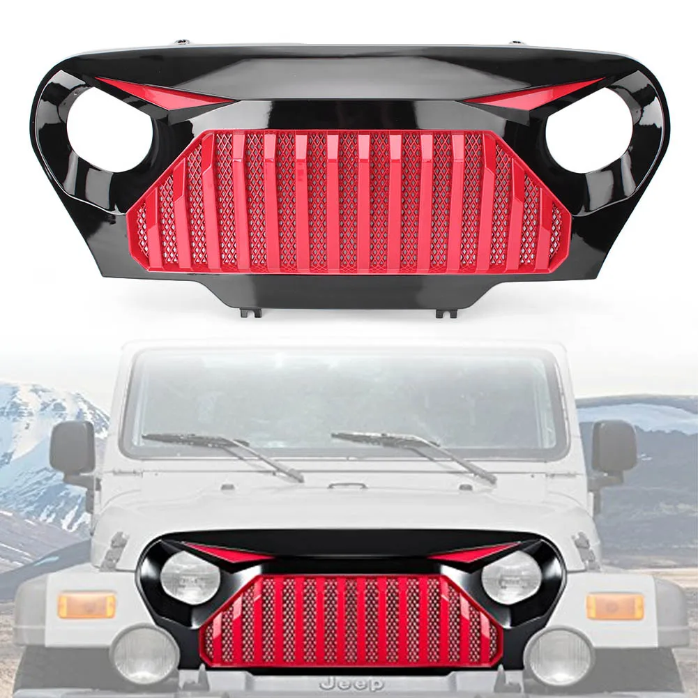 For Jeep Wrangler TJ Front Gladiator Grill Grille w/ Mesh 1997 1998 1999 2000 2001 2002 2003 2004 2005 2006 Auto Parts Accessory