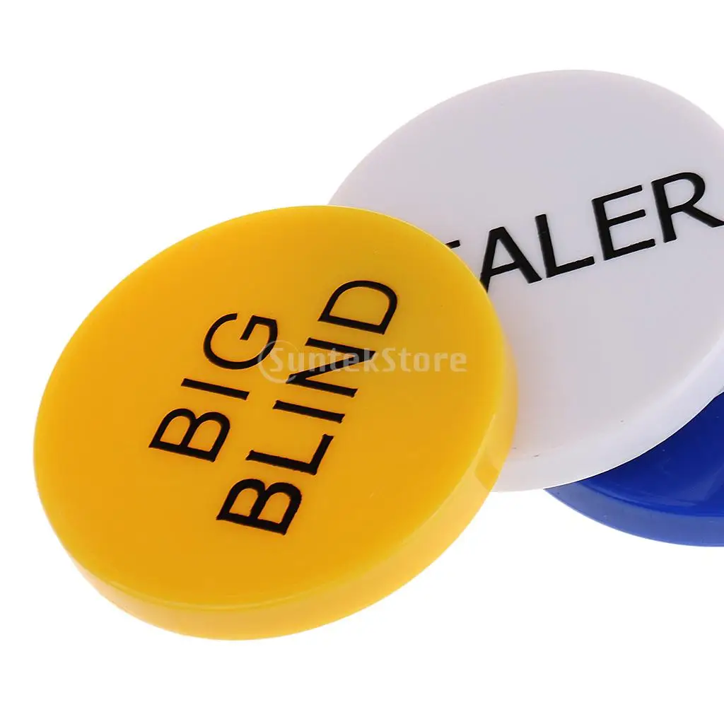 Durable Small Blind+Big Blind+Dealer Button Set for Party Casino Poker Card Game Props 5cm Pack of 3