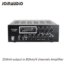 JOINAUDIO 4 микшер каналов усилитель 25Wx4@ 8Ohm аудио компактная мощность Hifi усилитель для магазина/паба/кафе