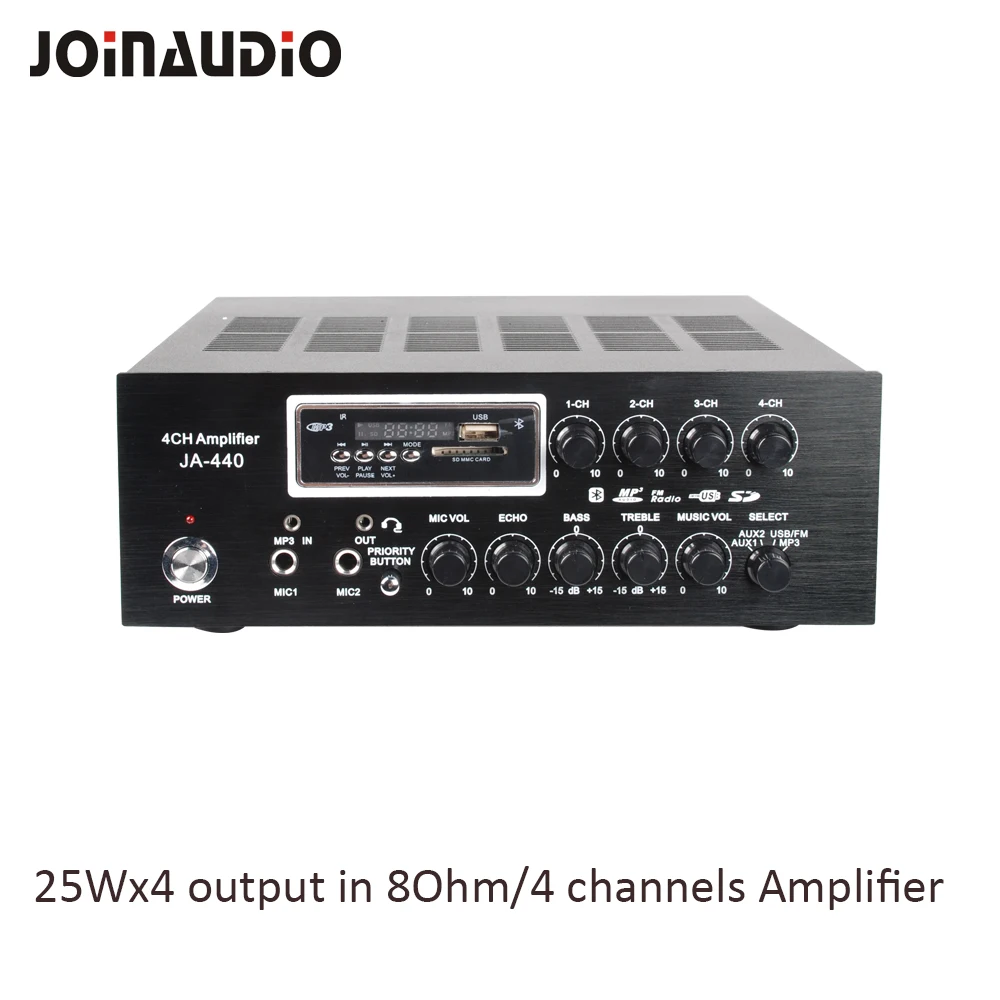JOINAUDIO Новый 4 микшер каналов усилитель 25Wx4 @ 8Ohm аудио компактная мощность Hifi для