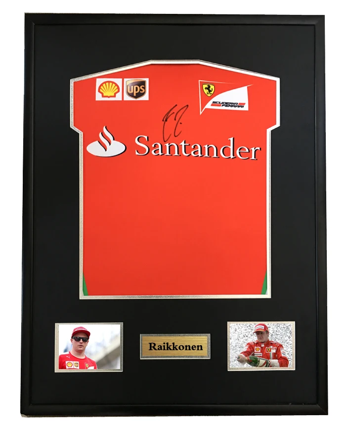 

Kimi Raikkonen signed autographed racing shirt jersey come with Sa coa framed
