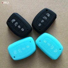 Car Style 4 Buttons Rubber Silicone Flip Car Key Cover Fob Skin Holder Shell Remote Case for Hyundai Keyless Entry Car-cover