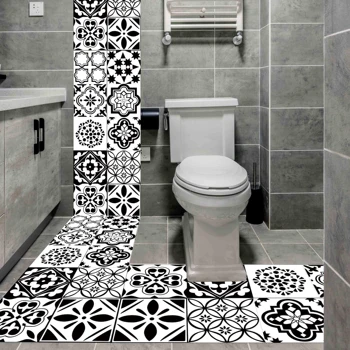 

Black And White Nordic Style Retro Tile Sticker 20*100cm PVC Bathroom Kitchen Waterproof Wall Sticker Home Decor Floor Art Mural