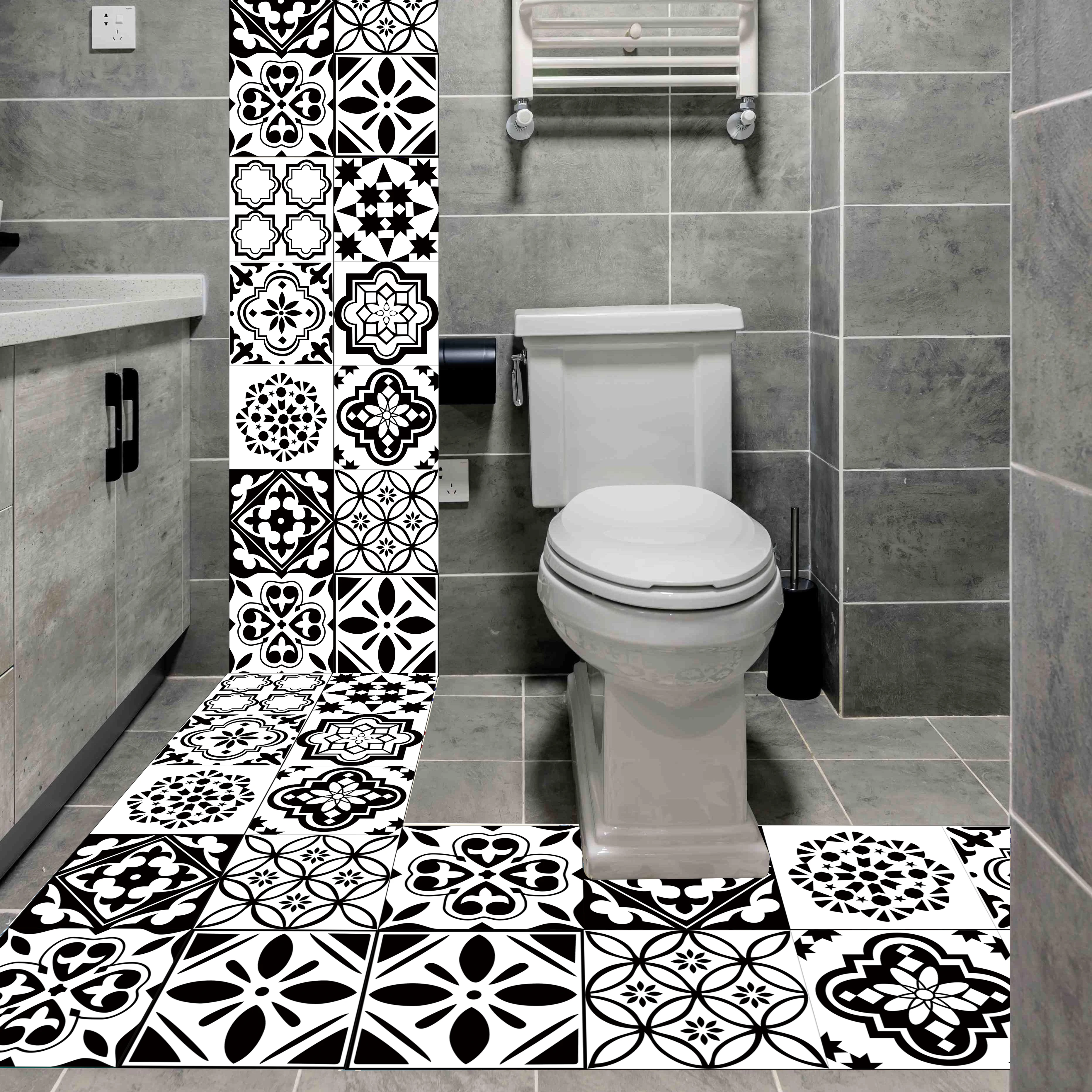 Black And White Nordic Style Retro Tile Sticker 20*100cm PVC Bathroom Kitchen Waterproof Wall Sticker Home Decor Floor Art Mural Black And White Nordic Style Retro Tile Sticker 20*100cm PVC Bathroom Kitchen Waterproof Wall Sticker Home Decor Floor Art Mural