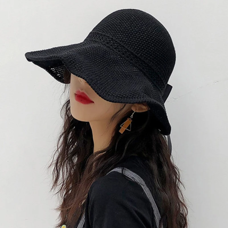 مارتي و Joven الربيع الصيف الشاطئ القوس غطاء واقي للنساء يمكن شحن التحكم حجم مرن قبعة الشمس في الهواء الطلق عارضة طوي قبعة من القش