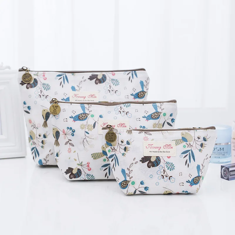 

2019 Women Bags Make up Case Cotton Waterproof New Creative Wash Organizer Bird Pouch Travel Bags Cosmetic Cases dropshipping