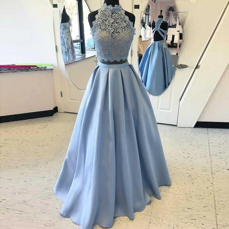 blue pleated maxi skirt