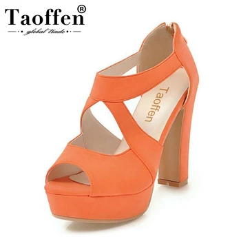 

TAOFFEN Size 32-43 Women Sandals Platform Fashion High Heels Summer Shoes Women Concise Open Toe Office Lady Daily Footwear