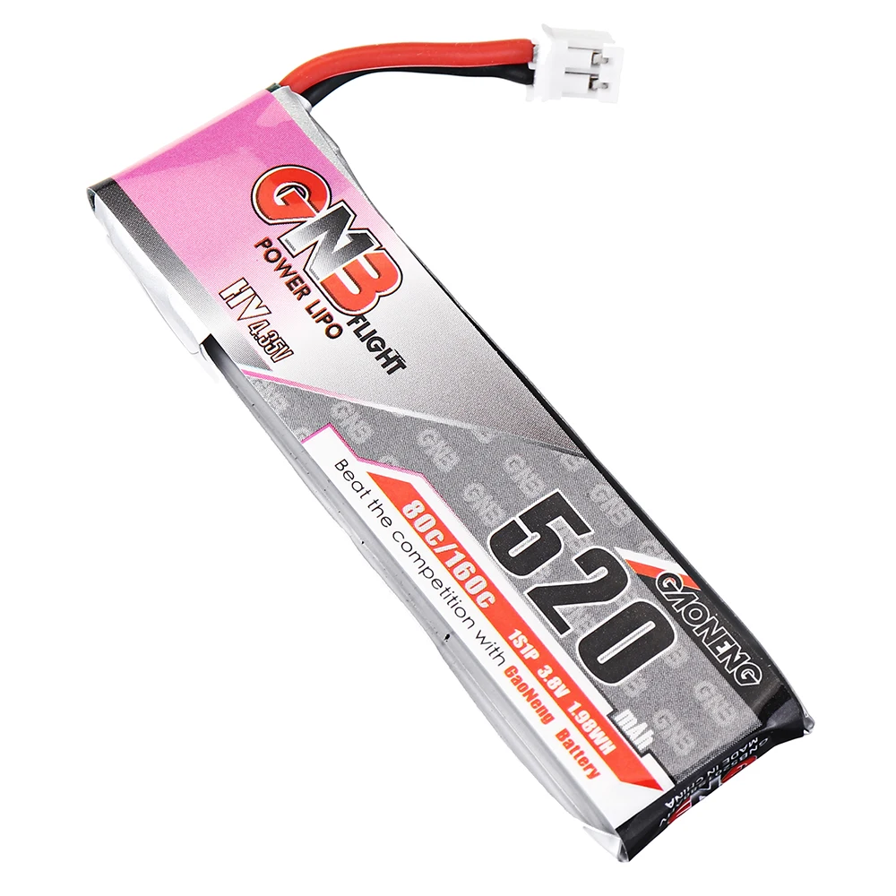 Аккумулятор Gaoneng GNB FPV Lipo 520mAh 3,8 V 80C 1S HV 4,35 V PH2.0 для дрона Emax Tinyhawk LDARC TINY Cine Whoop BetaFPV