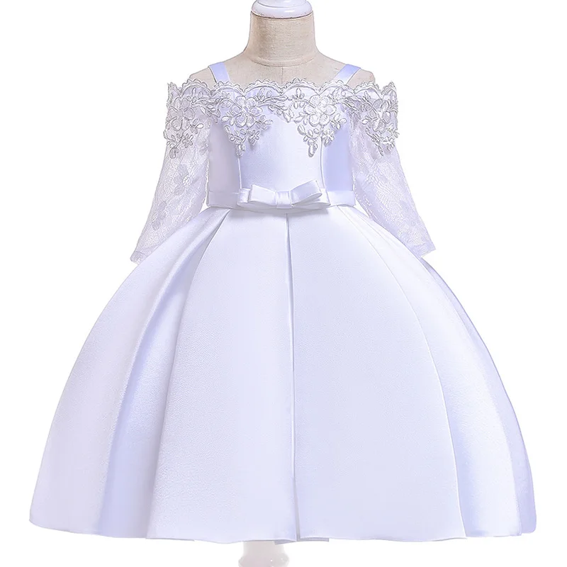 Горячая Распродажа, платье для девочек детская одежда детская элегантная кружевная одежда Детские праздничные костюмы, костюм для малышей vestido L5083 - Цвет: white