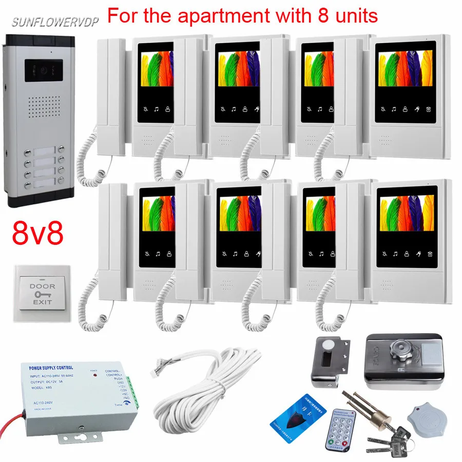 Video Intercom For The Apartment 8 Pcs 4 3 Color Handle Hands Video Intercom For The Apartment 8 Pcs 4 3 Color Handle Hands Free Home Doorman Rfid Card Lock Doorbell Connected