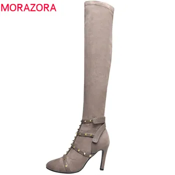 

MORAZORA 2020 fashion hot sale new over the knee boots women suede leather Stretch socks boots sexy thin high heels shoes woman