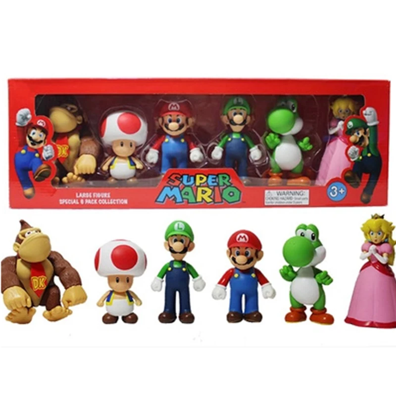 6pcs/lot Super Mario Bros waluigi green dragon figures set with box 2016 New super mario series 3 bros action figurines party 6pcs/lot Super Mario Bros waluigi green dragon figures set with box 2016 New super mario series 3 bros action figurines party