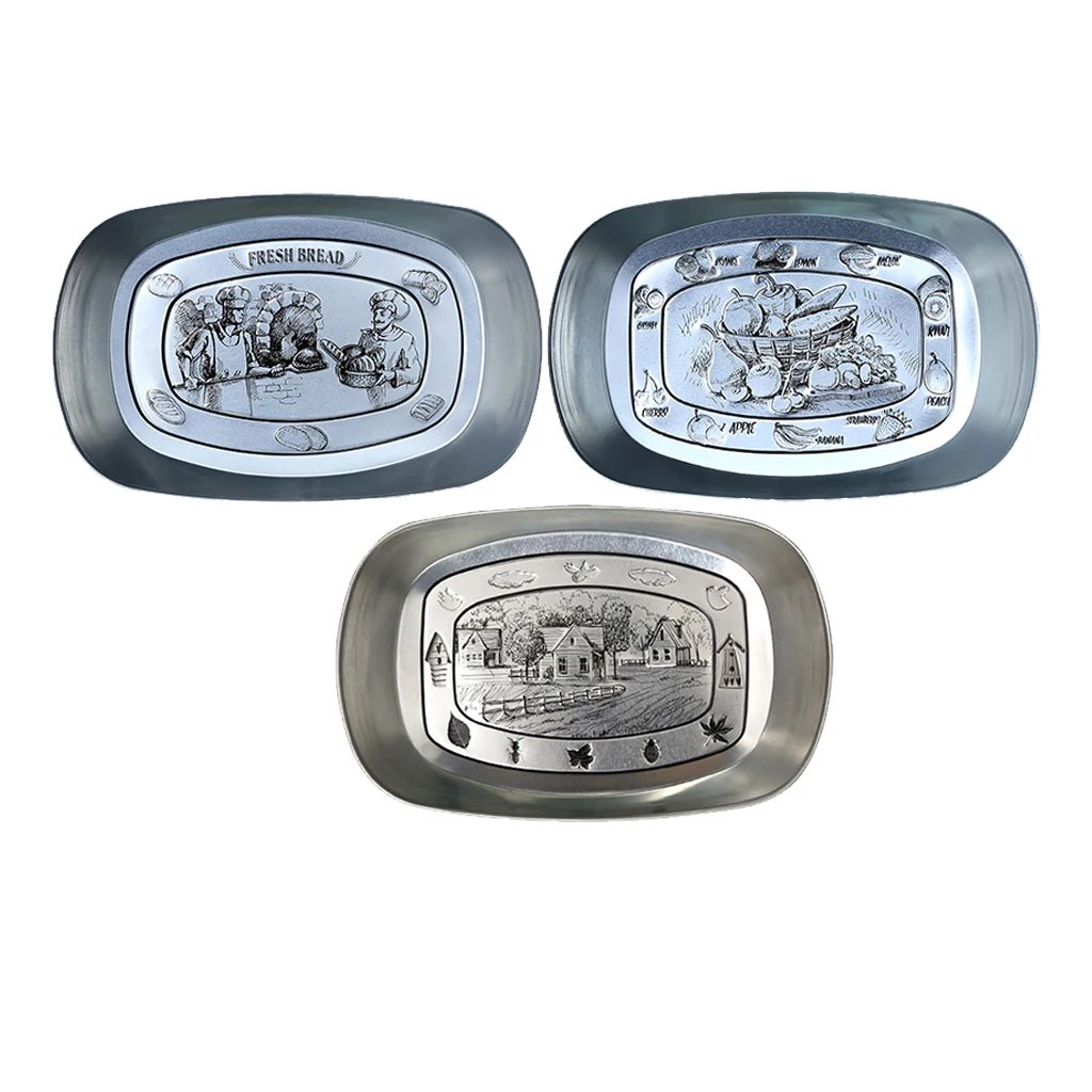 

Rectangle Tinplate Serving Tray - for Fruit, Snacks, Cakes, Dessert, Coffee, Tea and so on