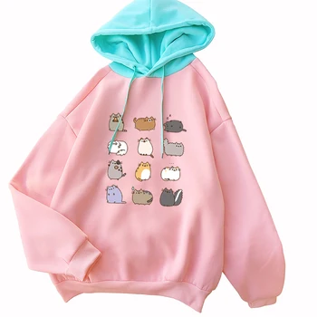 

Hoodies Sweatshirt Vrouwen 2019 Harajuku Dikke Lange Mouwen Kawaii Cartoon Totoro Trui Herfst Toevallige Roze Tops Fleece