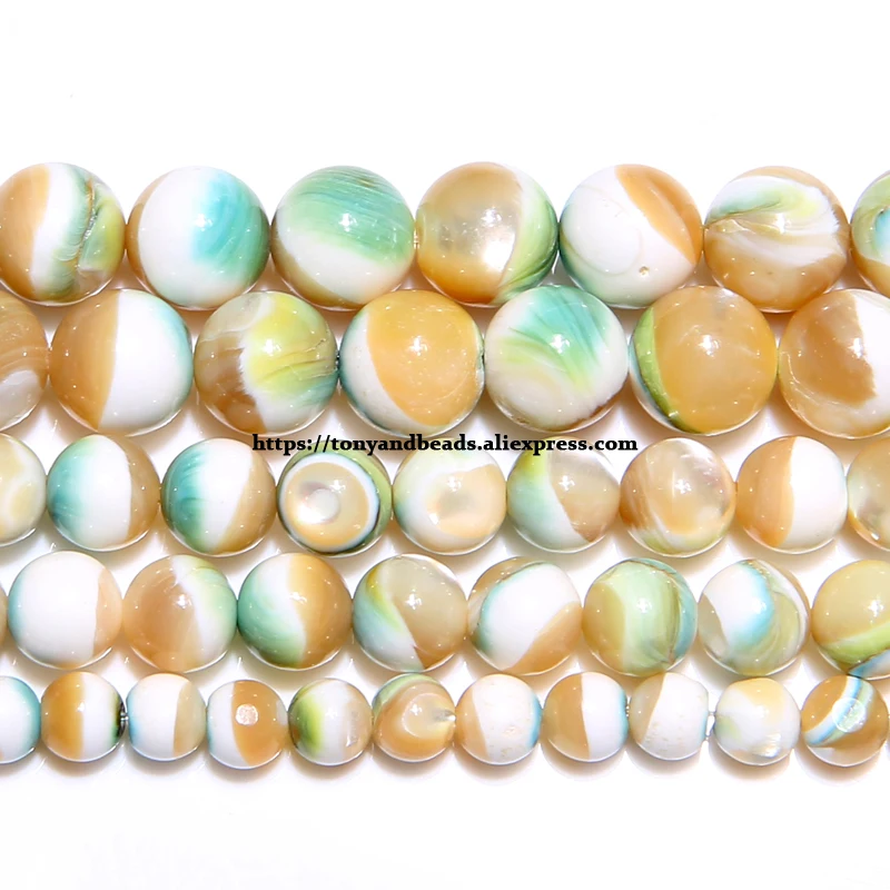 

Free Shipping Natural Luminous Shell Green Tridacnas Round Loose Beads 6 8 10 MM Pick Size for Jewelry Making