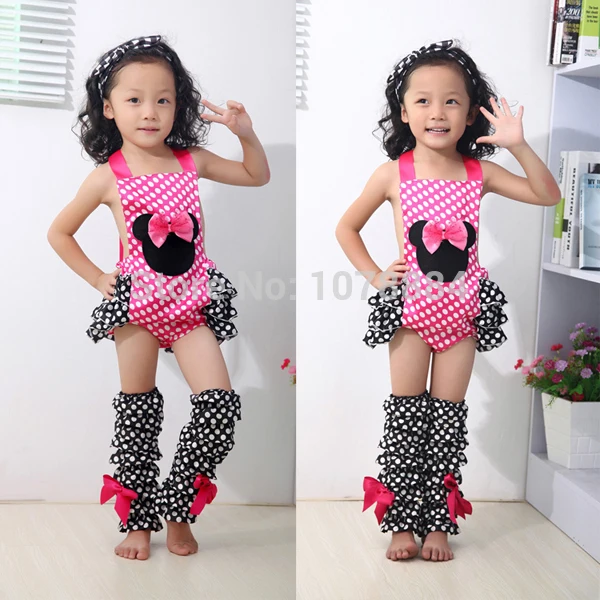 

Red Mouse Infant,Toddler,Girls Ruffled Sunsuit Romper in Pink and Black Polka Dot,Pink Mouse baby bubble romper