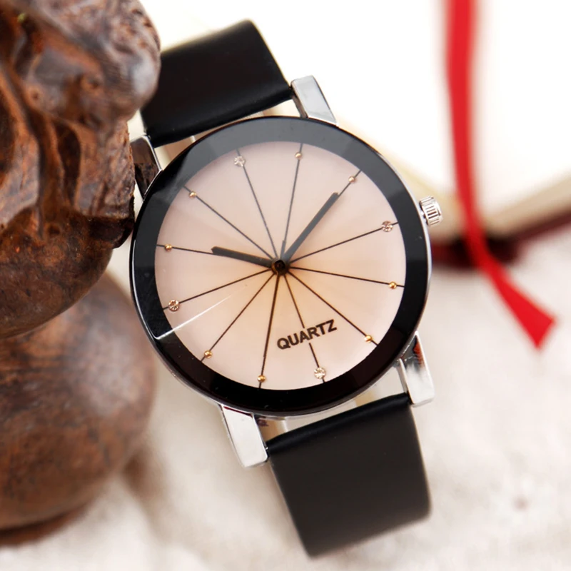 Lovers' Quartz Watch Women Men Fashion Leather Dress Watch Luxury Brand Crystals Business Couple Wristwatch Hours Clock