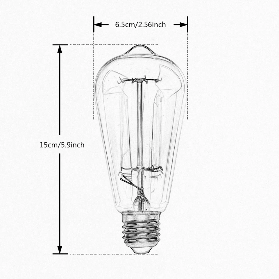 4 шт. ретро старинный античный стеклянный светильник Эдисона лампа накаливания 40 Вт 220 В/110 в E27 ST64 художественное украшение