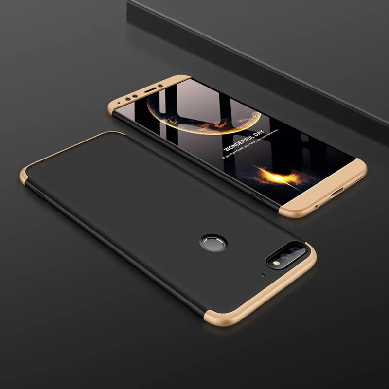 

GKK For Huawei Y7 Prime 2018 Case 360 Full Body Protection Anti-knock 3 in 1 Hard Hybrid PC Cell Phone Shell