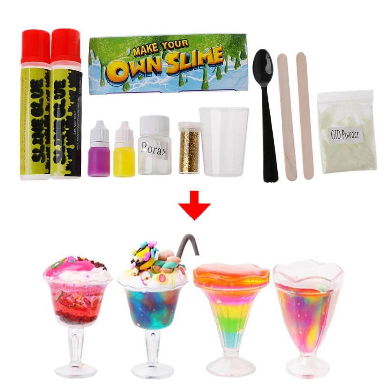 Slime Kit Сделай Сам научная лаборатория для детей светящиеся шары блестки инструкции мерный стакан