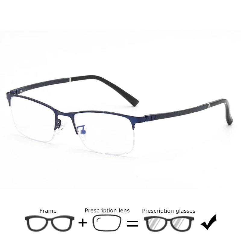 

Half Frame Prescription Glasses Business Men Alloy Optical Ultralight Square Myopia Eyeglasses Male New Progressive Eyewear 640