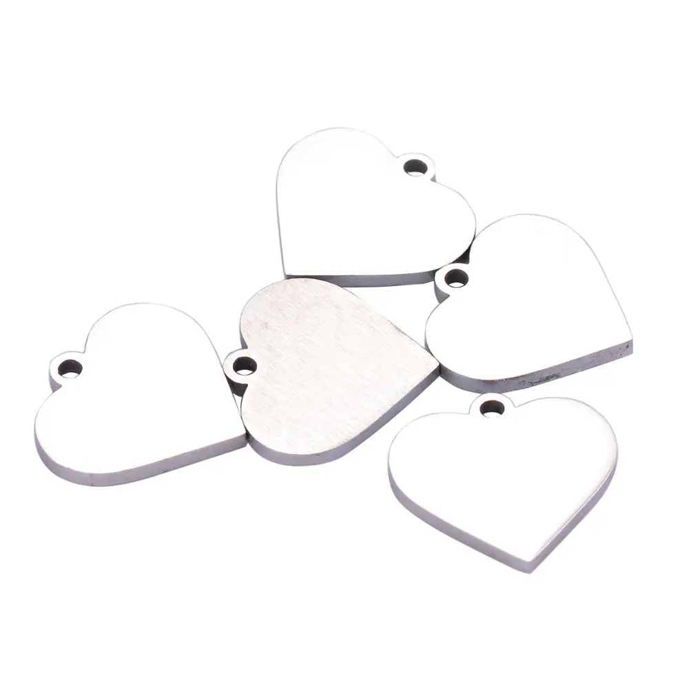 10pcs Wholesale 15mm Heart Charms Unisex Stainless Steel Stamping Blank DIY Tags Pendant Necklace Jewelry Findings 4