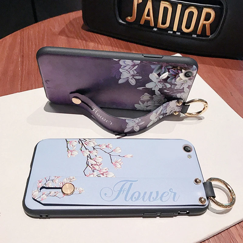 

Phone case for iphone 7 cases for iphone 6 6s 7 8 plus x xs max xr orchid pattern soft wristband case