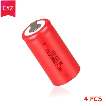 

New 4pcs sub c SC Ni-Cd battery 2200mah rechargeable battery replacement 1.2v 22420 with tab an Extension Cord Processed