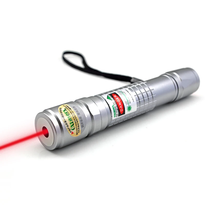 Oxлазеры OX-R40 650 нм настоящий 200 м Фокусируемый красный лазерный указатель фонарь - Цвет: Серебристый