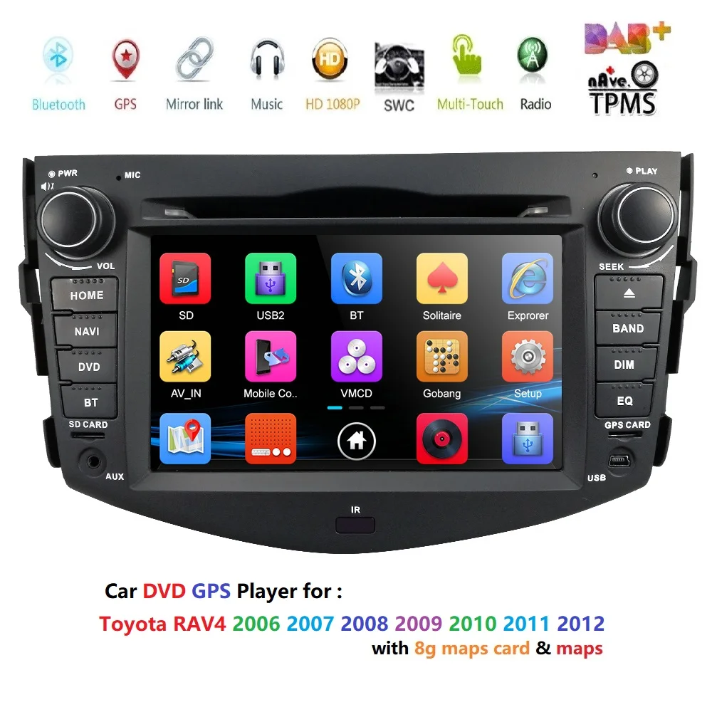 Discount free ship Crazy Sale Free Map 2Din Car GPS Navigation Car Stereo for Toyota RAV4 2006-2012 Bluetooth SWC USB SD ATV Touch Screen 1