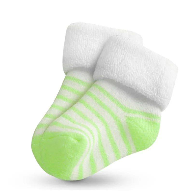 5 пар/упак. детские носки зимние высококачественные хлопковые утепленные детские носки с фланцем носки для мальчиков и девочек 0-3 лет - Цвет: green