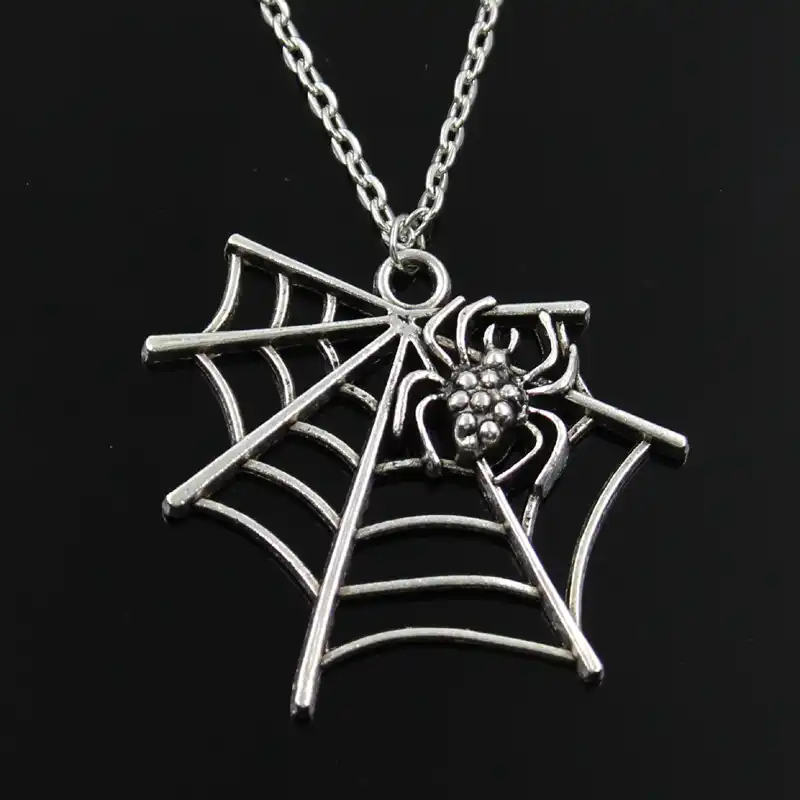 Necklace with Pendant Silver Necklace Necklace for Men SILVER TONE Spider Web Necklace Necklaces for Women Coin Necklace