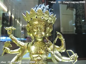 

13"Tibet Buddhism 100% Copper Bronze 24K Gold Ushnisha Vijaya Buddha Statue
