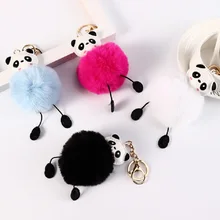 Cute panda Key chain fake Rabbit Fur Soft Ball Pompom Keychain For Women Bag Cars Pom Pom Fluffy Gift key ring Pendant Porte Cute panda Key chain fake Rabbit Fur Soft Ball Pompom Keychain For Women Bag Cars Pom Pom Fluffy Gift key ring Pendant Porte