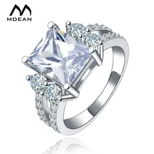 MDEAN White gold Color vintage rings For Women AAA Zircon jewelry vintage ring wedding engagement women rings Size 6 7 8 MSR125