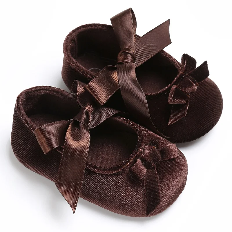 5 Colors Spring Newborn Baby Girls Newborn Princess Style Bowknot Shoes Bow Silk Ribbon Soft Soled Footwear First Walkers