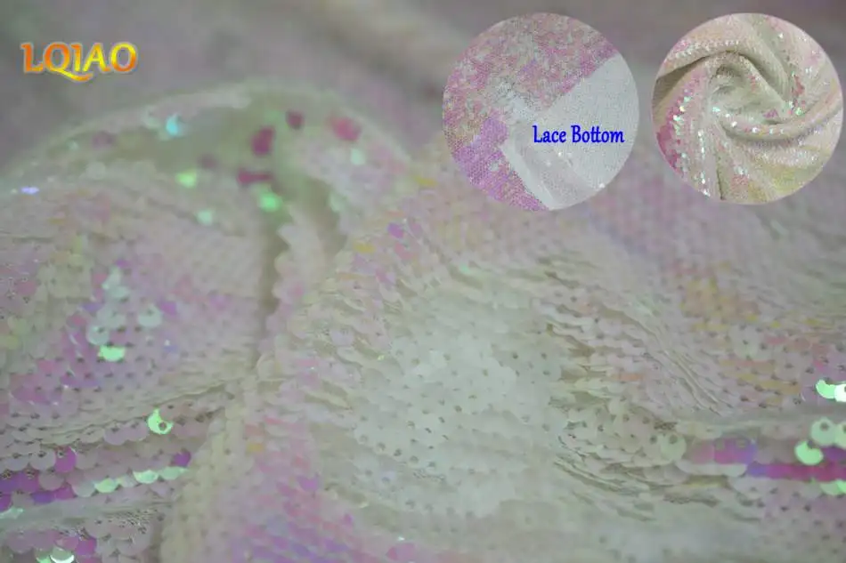 changed white reversible sequin fabric