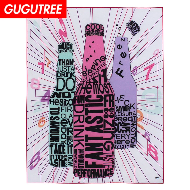 

GUGUTREE embroidery printed big letter patches winebottle patches badges applique patches for clothing XC-400