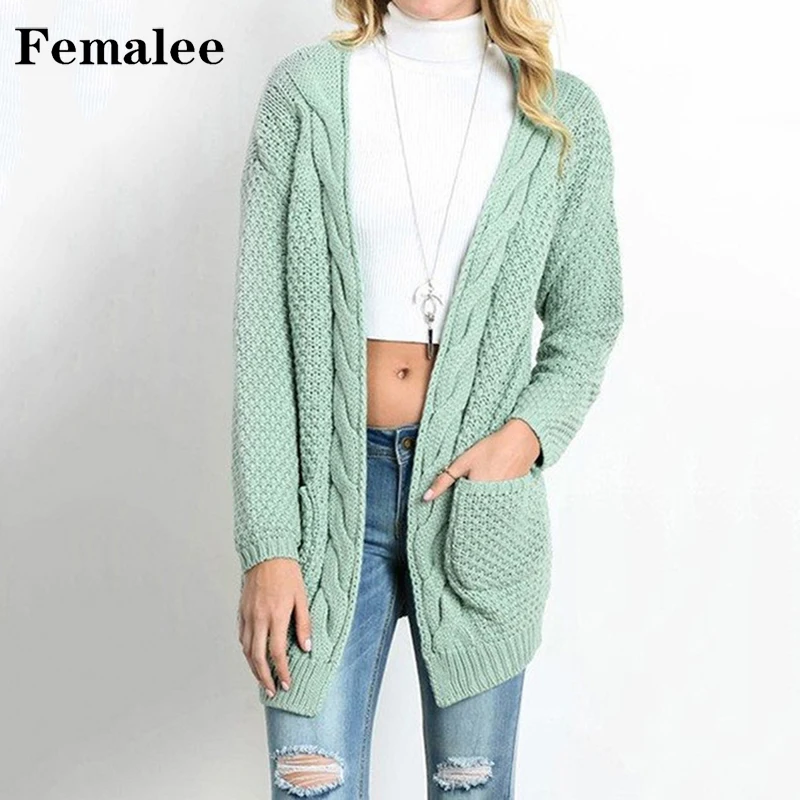 FEMALEE осень-зима модные женские туфли с длинным рукавом Свободные Вязание свитера