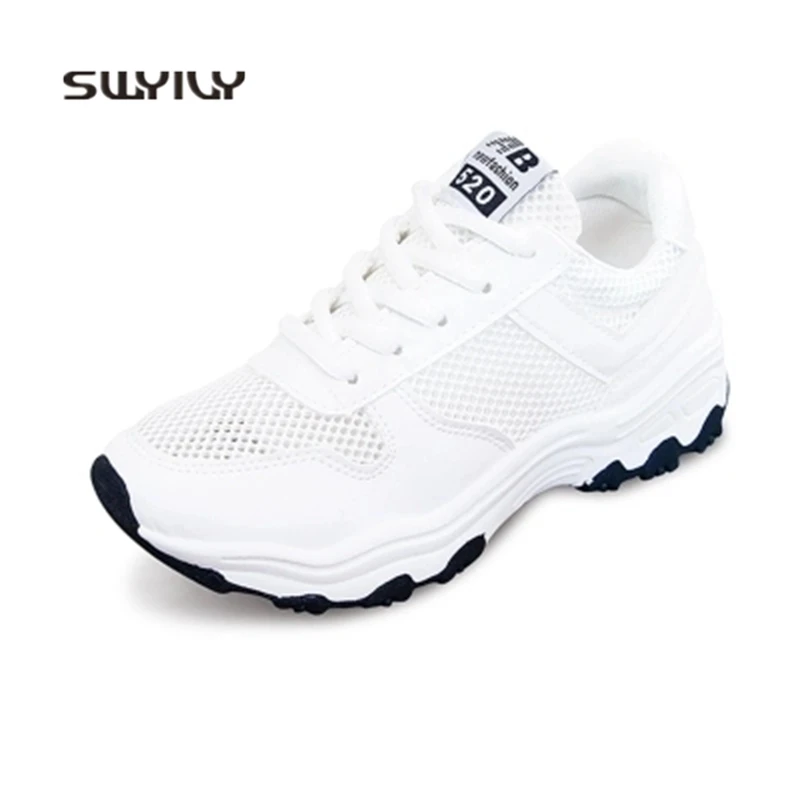 SWYIVY Sneakers Women Sport Running Shoes 2018 New Mesh Breathable Light Weight Lace-up Woman Jogging Shoes Femelle Espadrille