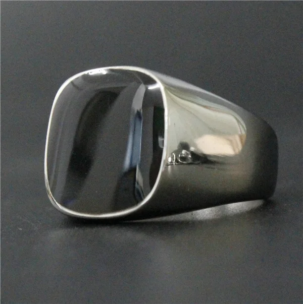Прямая поставка Размеры 7~ 12 простой Стиль мода эпоксидной кольцо 316L Нержавеющая сталь полировки ювелирных изделий серебристый, черный коктейльное кольцо