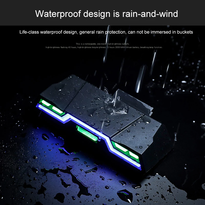 Sale USB Bike Safety Taillight 3 Colors Bicycle Rear Lamp with Built-in 2000MAH Warning Light MTB Cycling Lantern 7