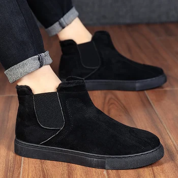 

GOODRSSON New Snow Boots Men'S Winter Warm Cotton Boots Korean High-Top Boots England Wind Martin Male Casual Flats Cotton Boots